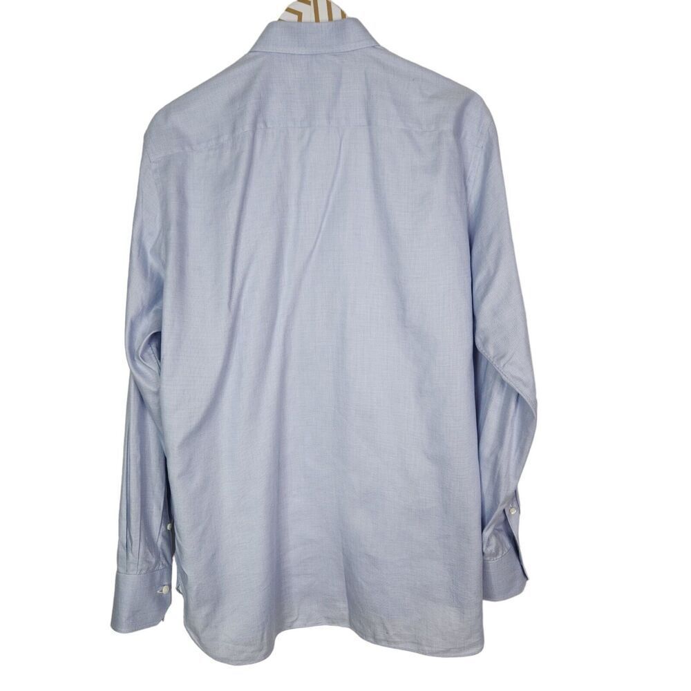 ERMENEGILDO ZEGNA Shirt Mens Medium Blue Button Tailored Fit Dress Shirt - Picture 2 of 9